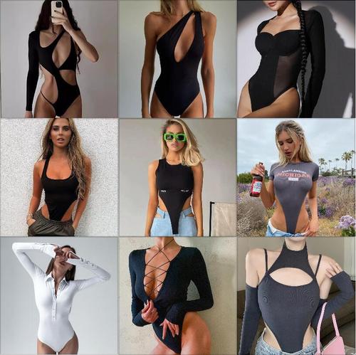 Factory-direct 2025 spring/summer European and American style casual base layer top for women—slim-fit solid-color one-piece bodysuit for outerwear.