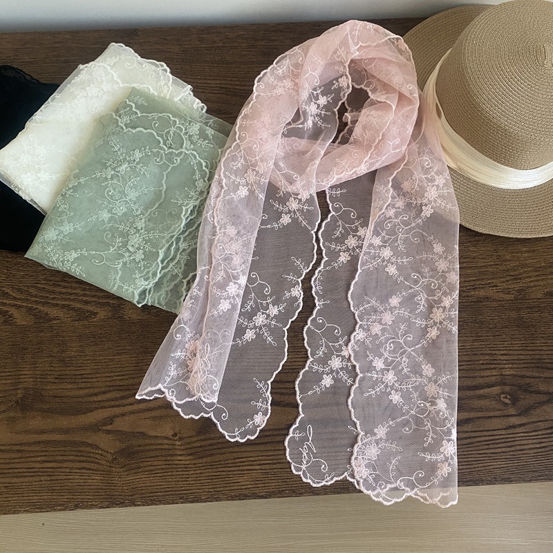 Buñuelo de bordado de encaje de color sólido de mujer decoración multifuncional buñuelo largo buñuelo de seda artístico coreano