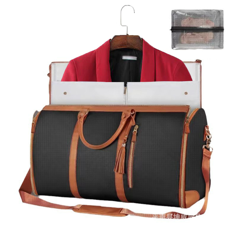 Bolsa de viaje portátil transfronteriza para uso nocturno, maleta de gran capacidad para mujer, bolsa plegable para deportes y fitness, de PU