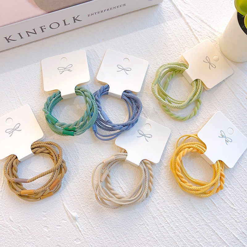 Korean Minimalist Braided Hairband Set Basic High-Elastic Rubber Bands Hair Ties for Wholesale