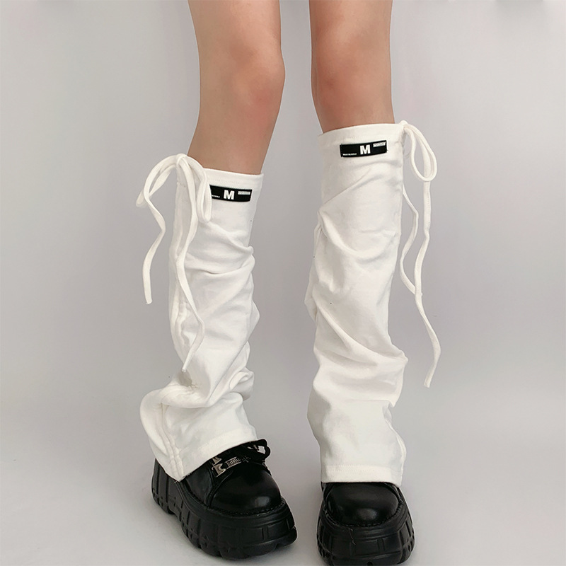 Spicy girl leg covers, stacked gray slimming effect, JK calf children's versatile drawstring straps, horn, women's_voghion.com