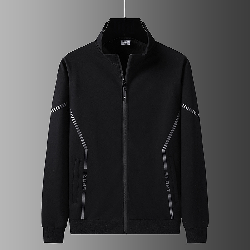 Trajes deportivos de ocio transfronterizos Cardigan de cuello de algodón de dos piezas 2026 nuevo primavera y otoño ropa de running para papá