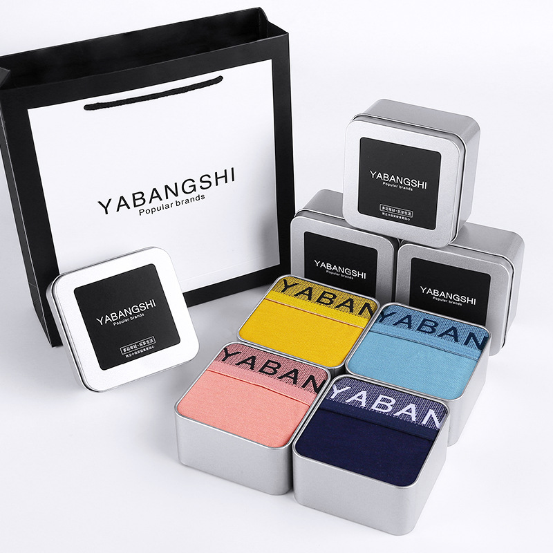 Ropa interior de hombre algodón mercerizado, transpirable y húmedo, cintura media, bóxer, antibacteriano, energía magnética, sexy, pantalones cortos de cuatro esquinas