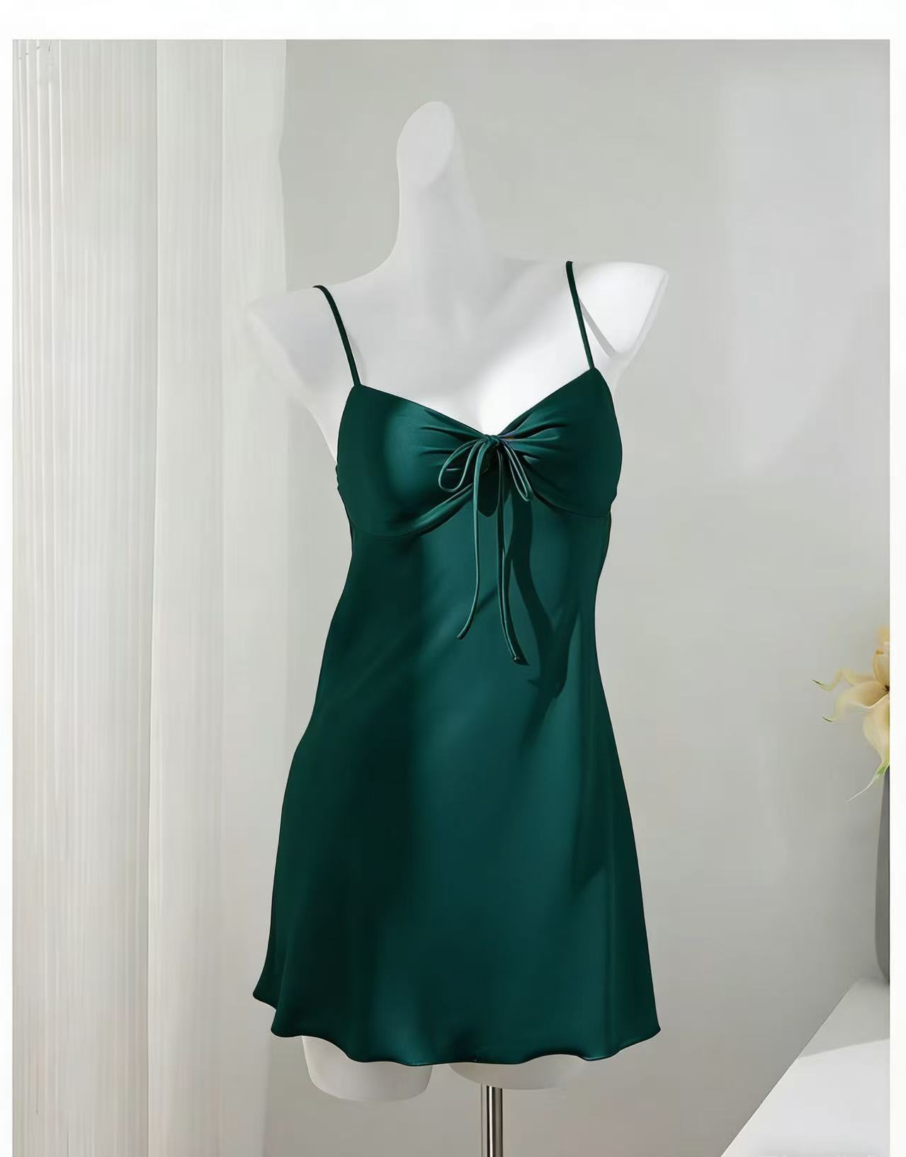 Green slip dress