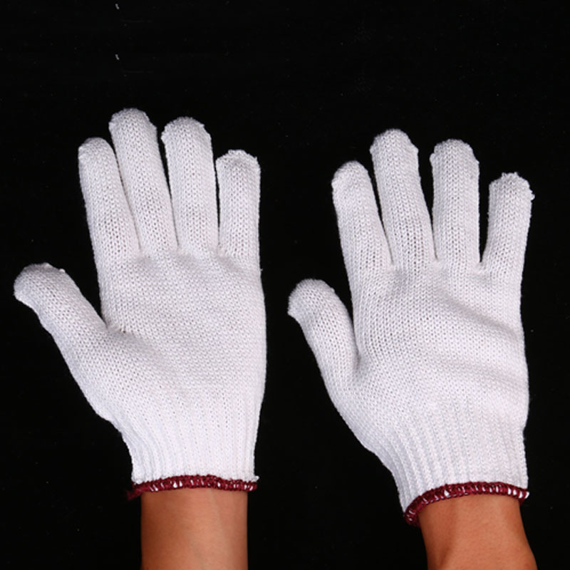 7針加厚700克粗紗手套尼龍工作手套白色線手套防護勞保手套批發