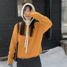 MISS密思家 2025秋冬韩系简约风百搭显瘦兔毛套头保暖毛衣A06719