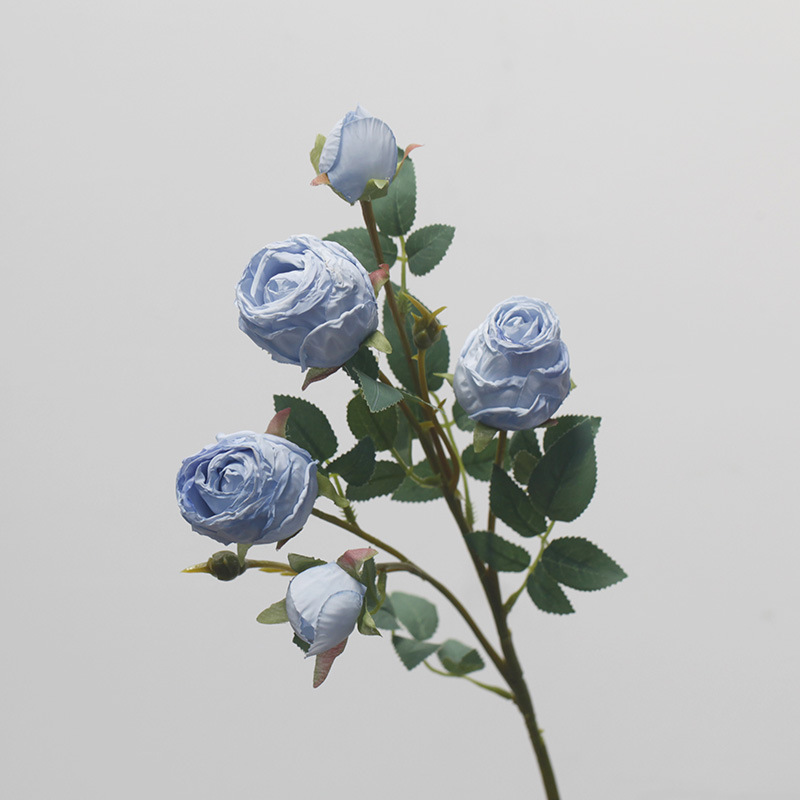 Flores de simulación 5 flores de seda retro rosa de borde focal decoración de boda flores falsas ramo de flores secas diseño de alto nivel