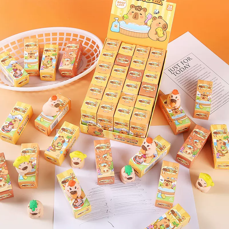 卡皮巴拉橡皮擦幼儿园小学生儿童文具擦字无屑留痕盒装卡通橡皮擦