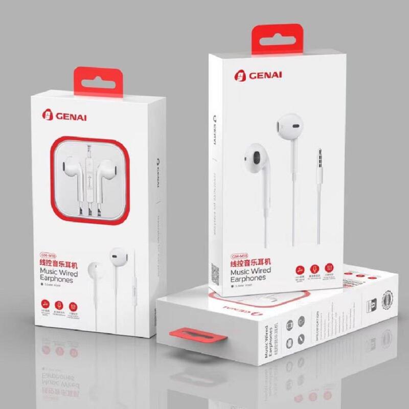 GE Nai M18 T18 Y18 earphone semi-in-ear with crystal box 3.5m round mouth subwoofer mobile phone