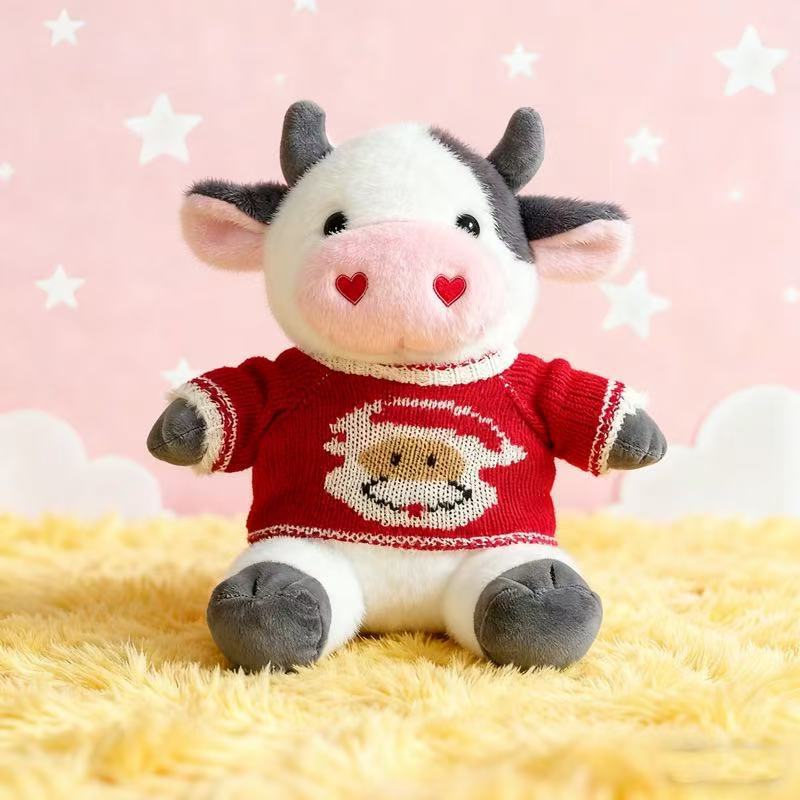 Transfronterizos de vestir grandes flores juguetes de peluche muñecas de vaca zodiacal muñecas de tela regalo muñecas de vaca de flores muñecas