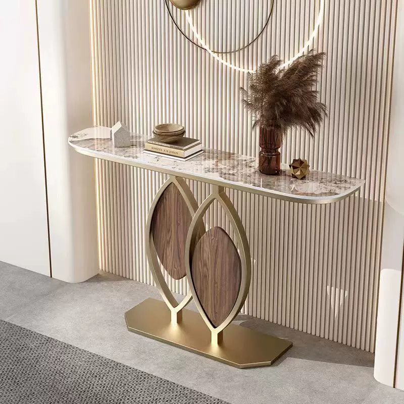 意式轻奢玄关柜玄关置物架客厅摆件高档玄关桌子艺术桌子创意岩板