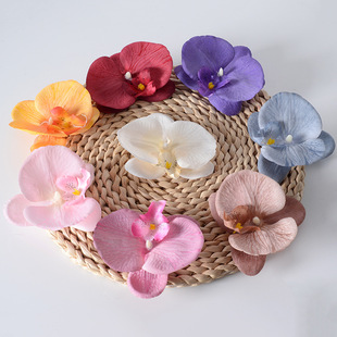 White Phalaenopsis Flower Head Simulation Flower Wedding Wall Accessories Flower Material DIY Handmade Flower Pagot Flower Wholesale