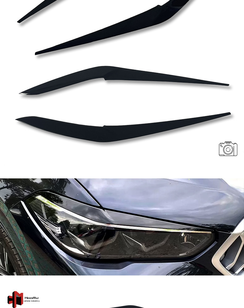 Suitable for BMW X5/X6 Series G05/G06 headlight eyebrow modification, upgraded to glossy black 19+ model, made of glossy black ABS material