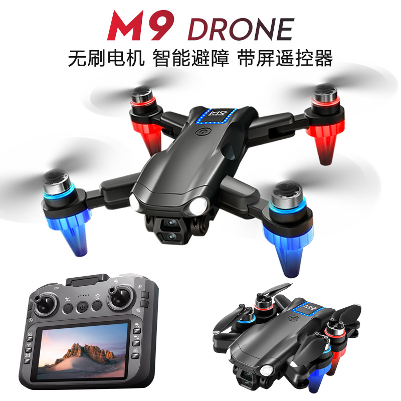 Cross-Border M9 Brushless Drone Aerial Photography with Screen Control Optical Flow Obstacle Avoidance Aircraft Foldableing Remote Control Aircraft Export Toys