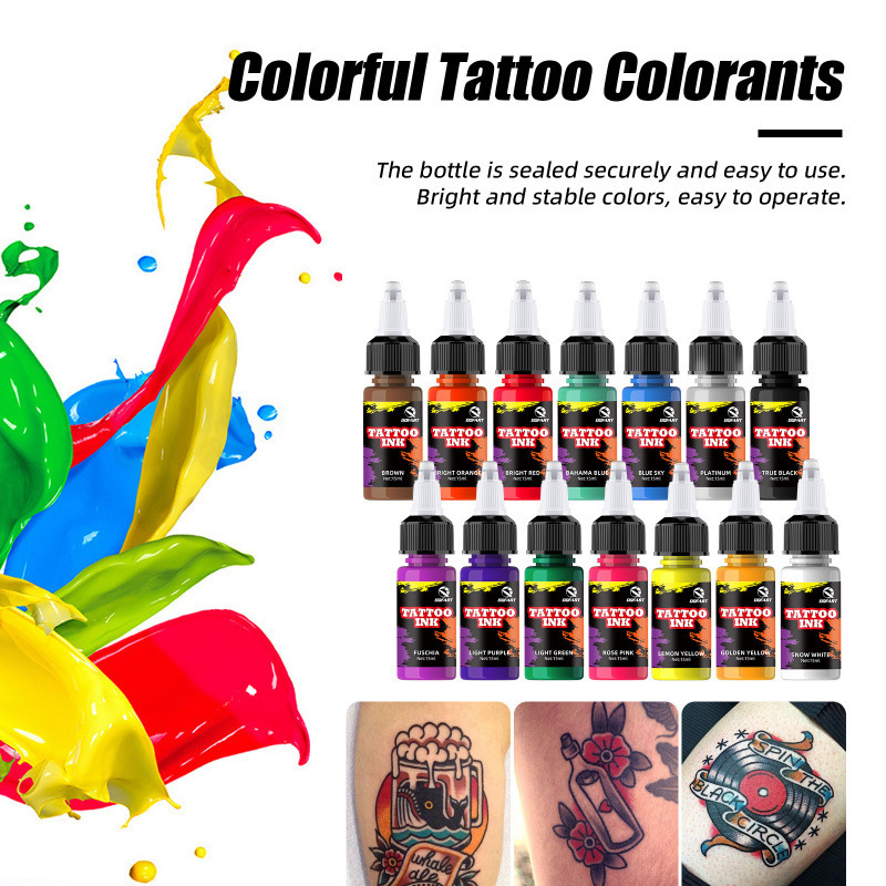 Tattoo Ink Cross-Border New Model 15ml Tattoo Ink 14-Color Kit Tattoo Pigment Set Tattoo Color Material Coloring