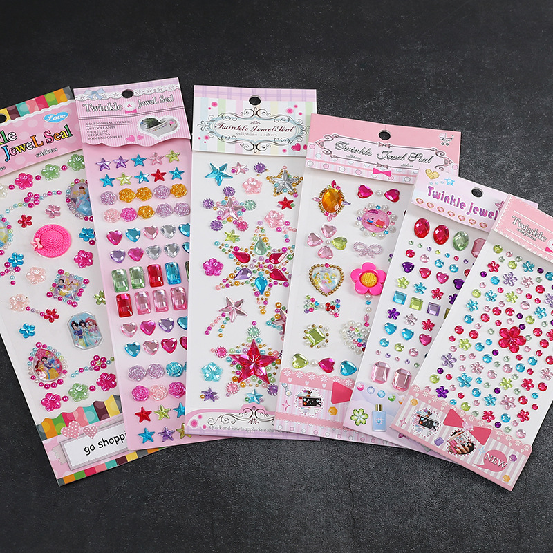 cartoon children‘s gem crystal acrylic diamond stickers girl decoration diy kindergarten reward stickers diamond sticker