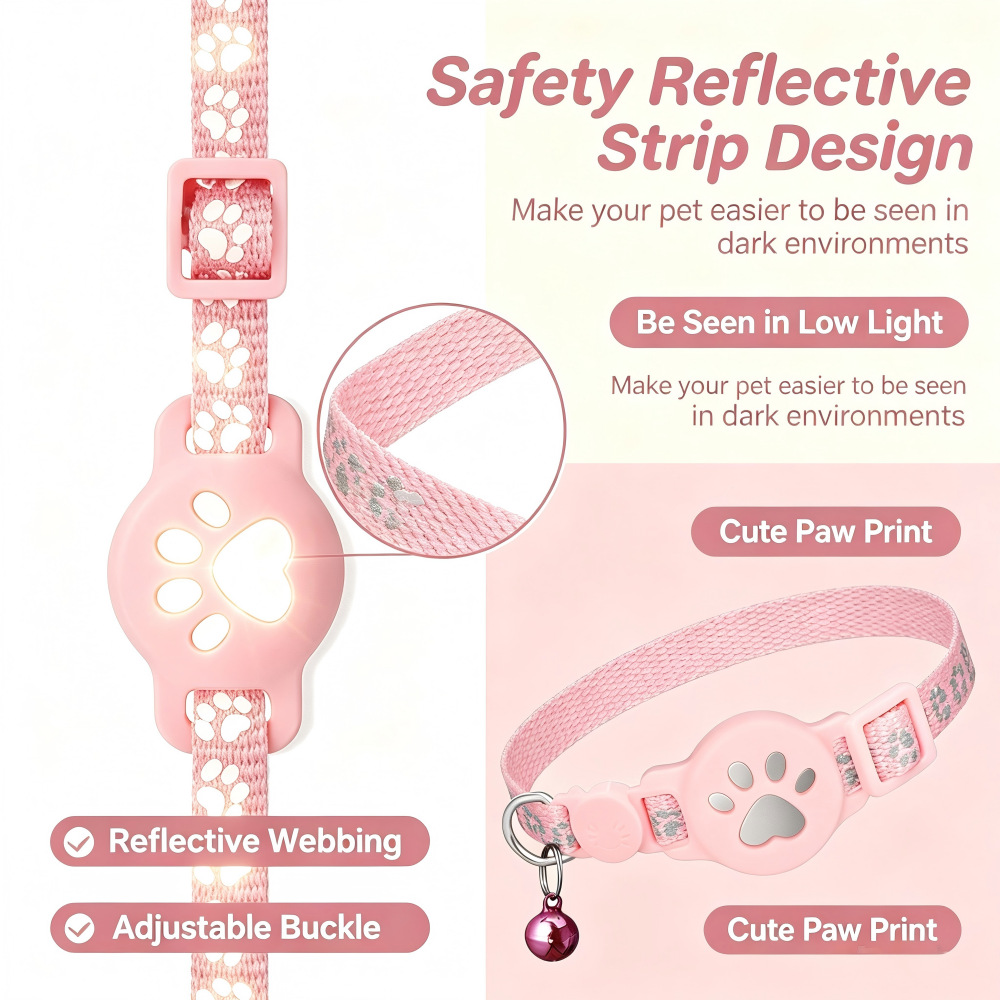 Pet Cat Positioning Collar Tracker Suitable for iOS Waterproof Apple Find My Reflective Collar