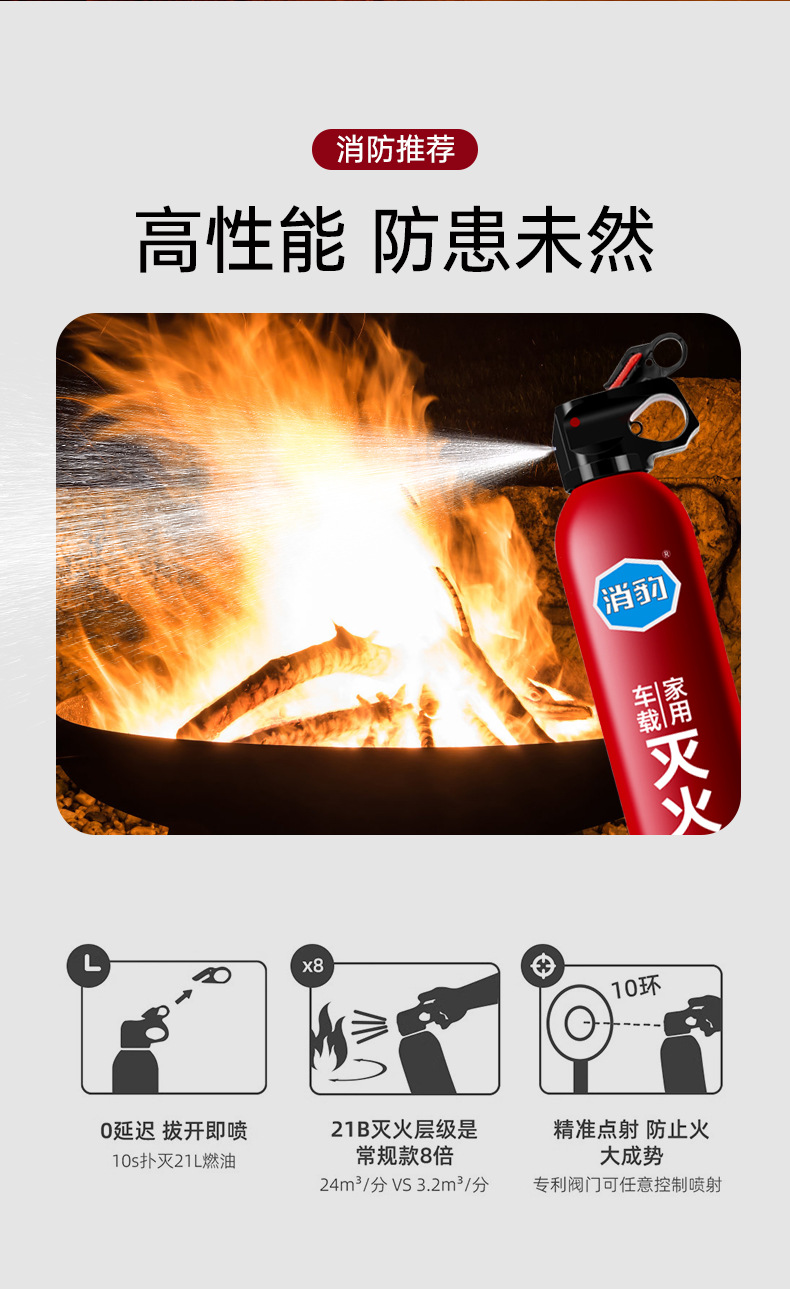 Car fire extinguisher 600ml water-based fire fighting auto supplies safety emergency portable small car fire extinguisher