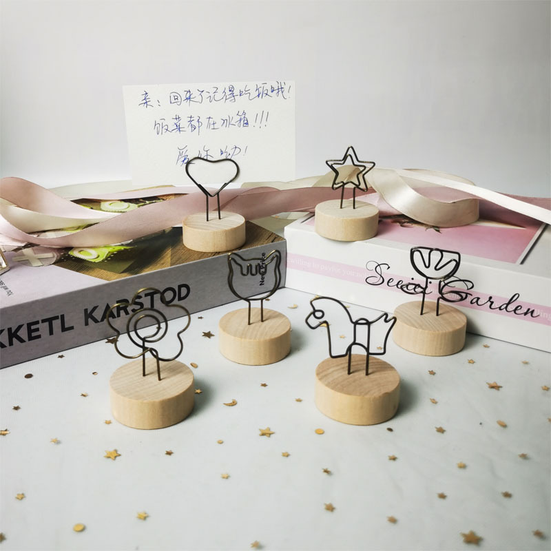 Creativo lindo Mensaje de madera titular de escritorio vertical nota mensaje clip de fotos escritorio vertical titular de la tarjeta de visita Decoración