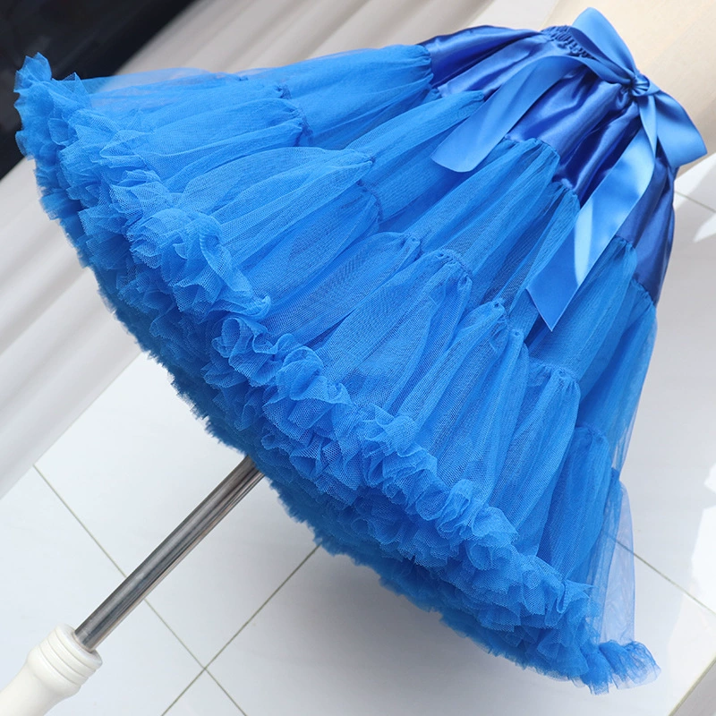 Королевский синий пушистый юбка Облака мягкой сетки