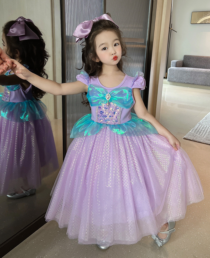 Princess Cute Cartoon Solid Color Flower Cotton Girls Dresses display picture 3