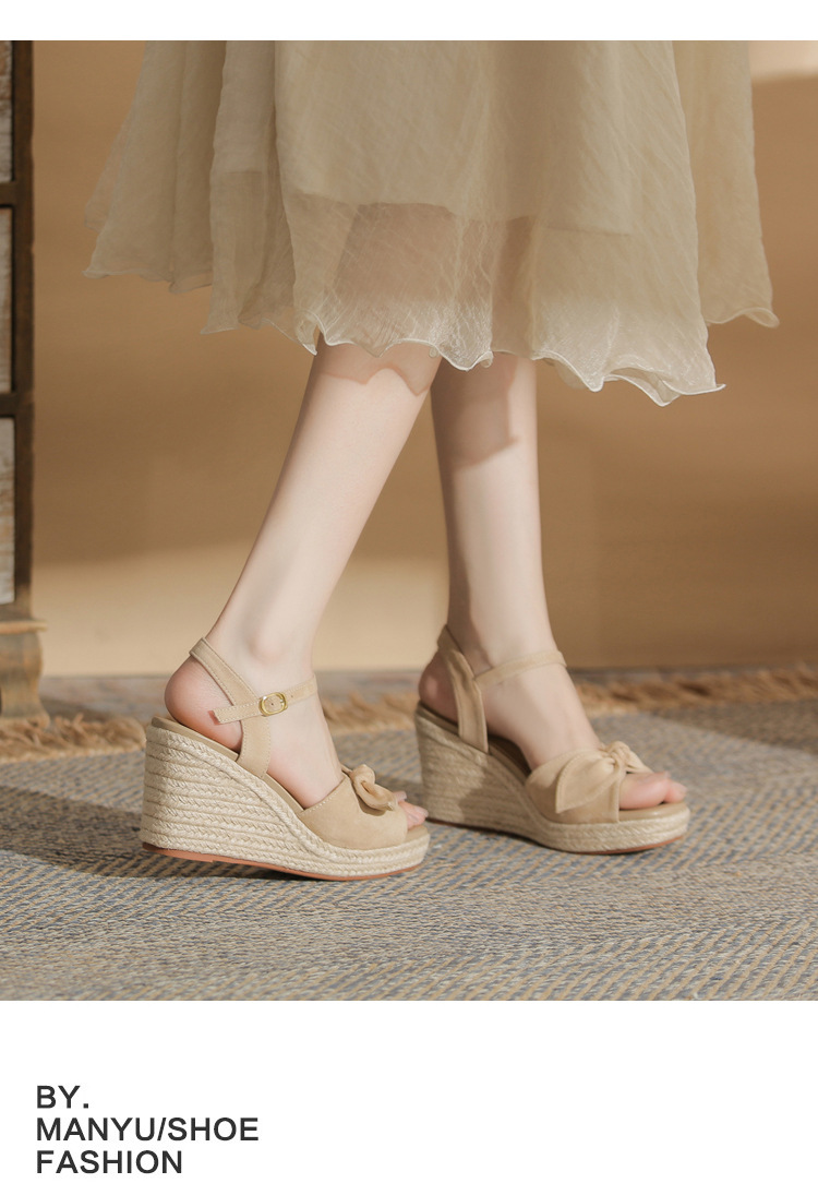 Sandal cao gót nữ hở mũi đế xuồng đan thừng gót 9 cm — Xanh lá cây nhạtcolor chi tiết 10