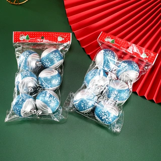圣诞节电镀塑料装饰球 6cm彩绘色 商场布置工艺品挂件 现货批发