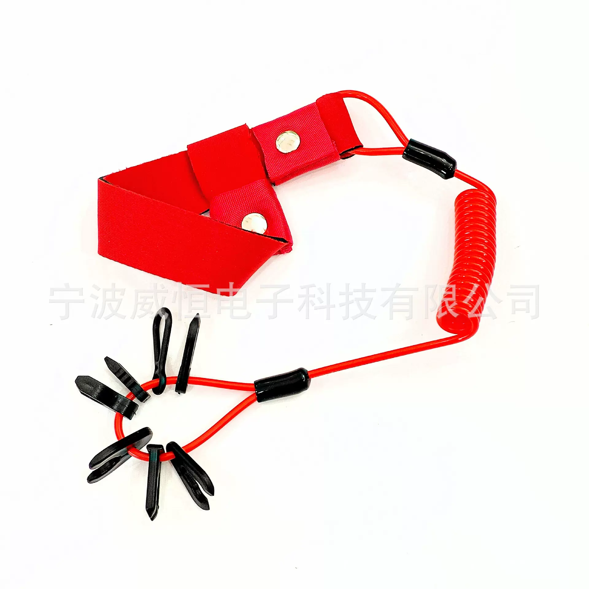 厂家供应七把钥匙红带子熄火弹簧绳  摩托艇用多钥匙熄火绳