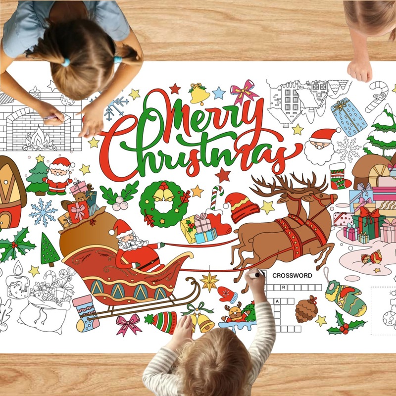 新しいクリスマス塗装ポスターサンタクロース落書きプレゼント装飾子供巨大誕生日防水紙テーブルクロス|undefined