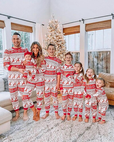  new Amazon European and American parent-child home wear Christmas pajamas ebay good autumn family suit