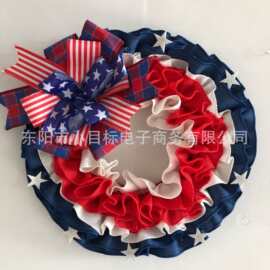 独立站新款独立日美国国旗花环国庆节圣诞节家庭装饰场景布置道具