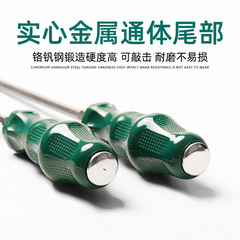 Green-Handled Cross and Slotted Screwdriver with Magnetic Tip, CRV Material, Designed for Heavy-Duty Hammering and Impact Use