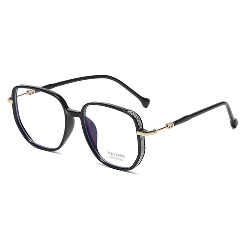 Xiaohongshu's same model TR90 transparent myopia glasses frame retro anti-blue light polygonal big face slimming plain glasses