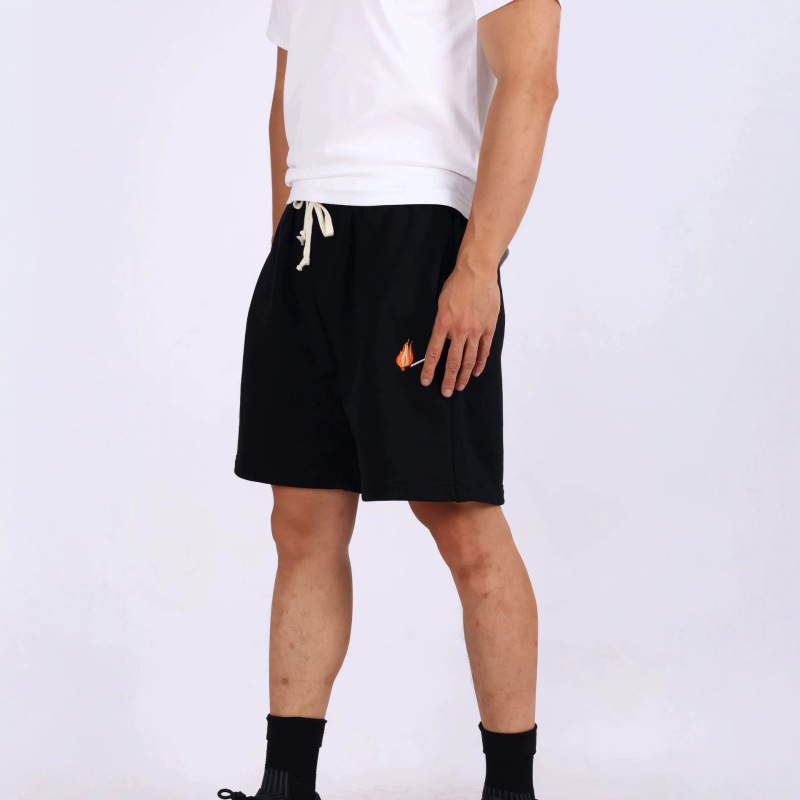 2026 Summer British Style Loose-Fitting Five-Point Shorts for Men, Heavyweight Terry Cotton Drawstring Elastic Waist Casual Sports Shorts