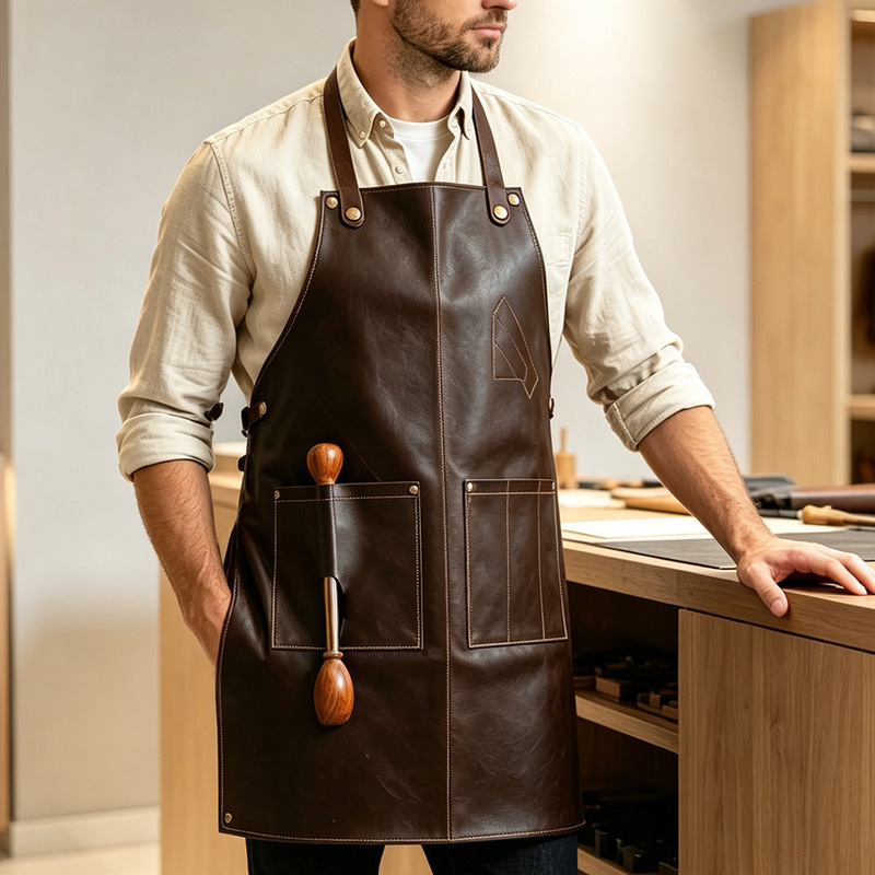 Amazon foreign trade leather apron, kitchen and catering apron, waterproof and oil-resistant, vintage PU leather work apron, custom-made Amazon foreign trade leather apron, kitchen and catering apron, waterproof and oil-resistant, vintage PU leather work apron, custom-made