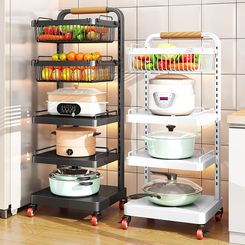 Kitchen Pot Rack Multi-layer Storage Rack Floor-standing Household Vegetable Pot Rack Multi-functional Mobile Pot Storage Rack