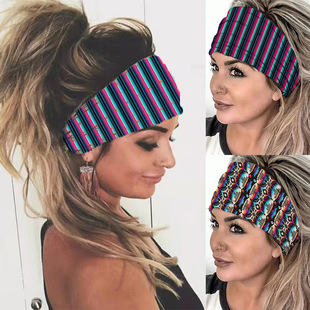 European and American Headscarf Summer Ladies 2025 Fashion New Elastic Printed Wide-Brimmed Wash Headband