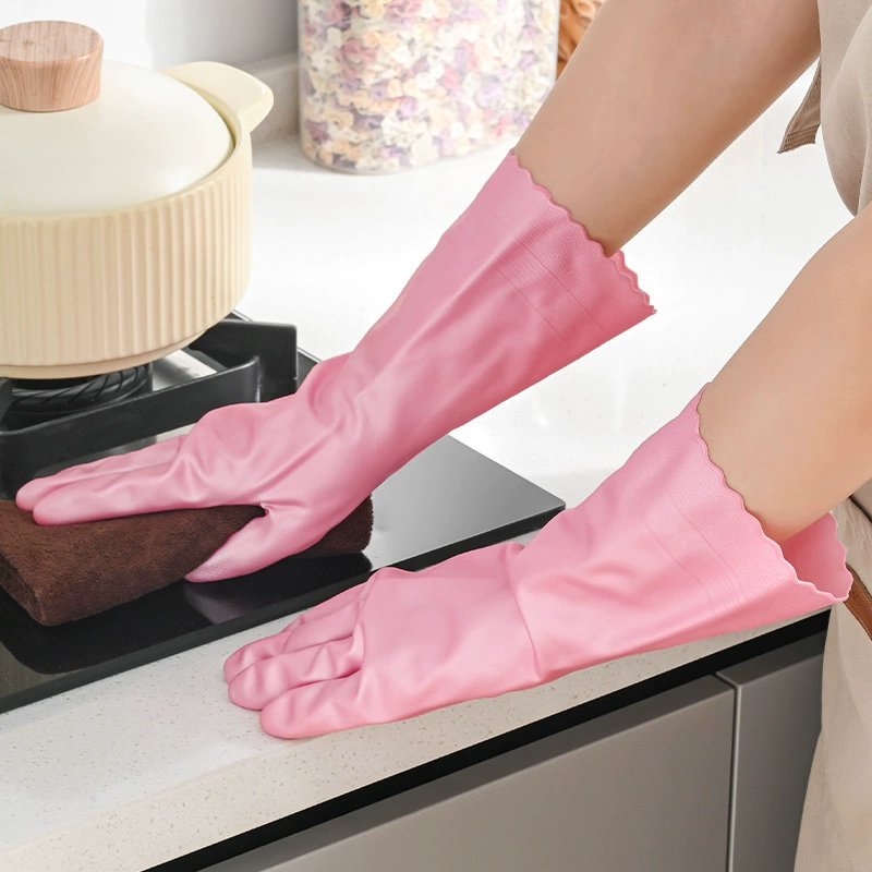 Утолщенные ПВХ чистящие перчатки против скольжения и дезактивации