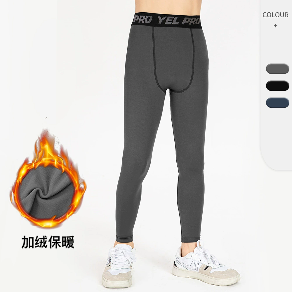 Детская одежда штаны для фитнеса на флисовой подкладке, эластичные узкие спортивные штаны для бега, леггинсы для баскетбола для мальчиков 23307