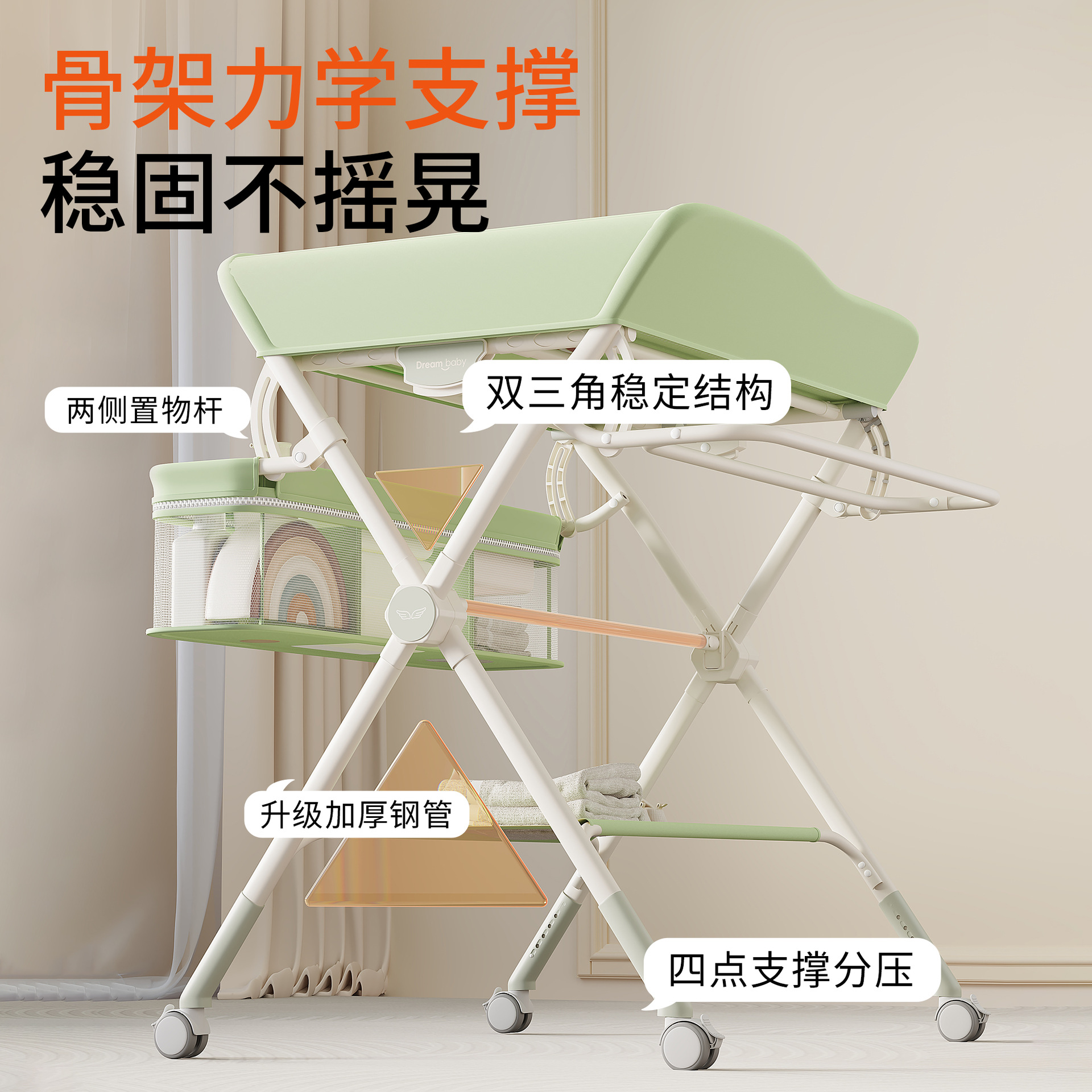 Mesa de pañales, mesa de cuidado de bebés, mesa de cambio de pañales para recién nacidos, mesa de masaje, mesa de toque plegable multifuncional para la cama del bebé