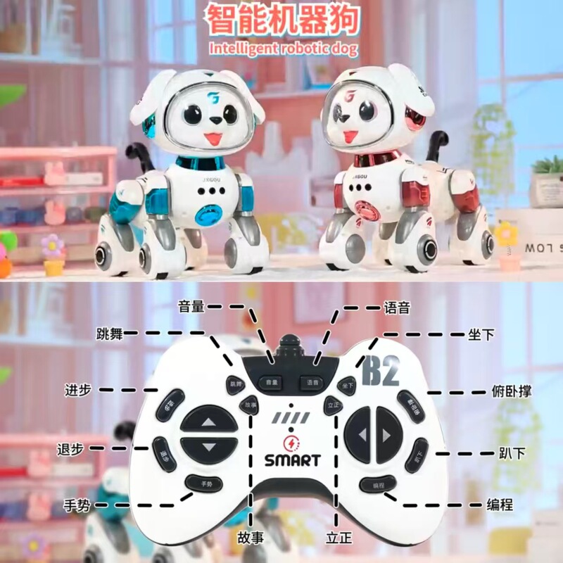 广宇诚AI编程智能狗音乐跳舞触摸手势感应遥控机械狗儿童玩具男孩|undefined