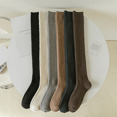 襪子女日系jk純色羊毛過膝襪ins冬季加絨加厚保暖護膝小腿襪黑白