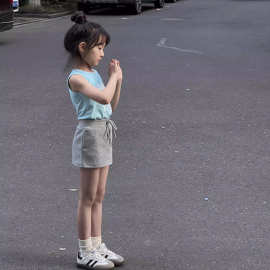 女童半身裙夏装韩版短裙儿童灰色包臀裙大童夏季防走光一步裙伞裙