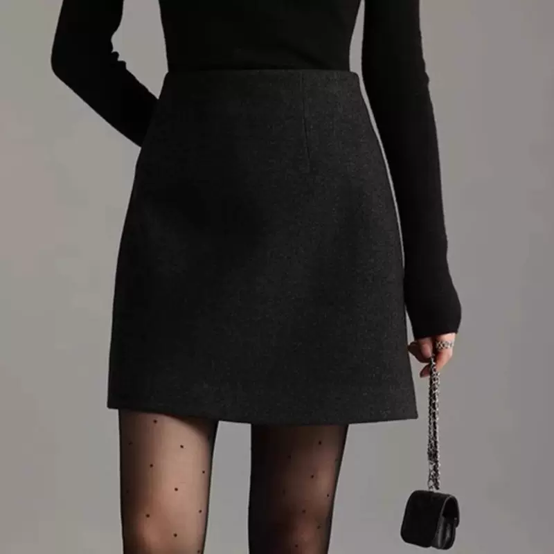 现货Fanle遮胯显瘦时髦a字显瘦高腰短裙半身裙女显瘦高腰短裙