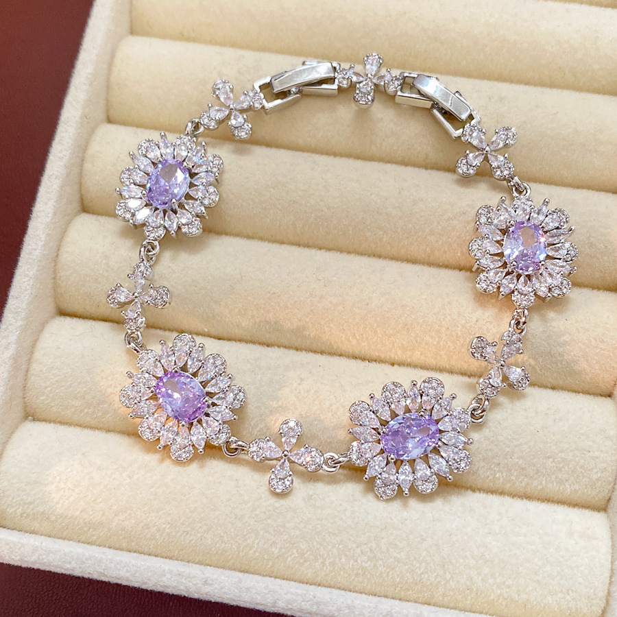 Medieval vintage zircon collar de flores lavanda lujo ligero nicho clavícula retro conjunto de joyas exquisitas