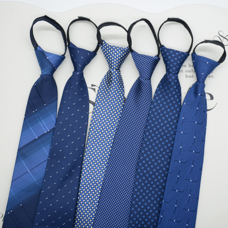 Tie men's formal wear Korean style 8CM zipper lazy convenient 960 needle Shengzhou striped work business wear