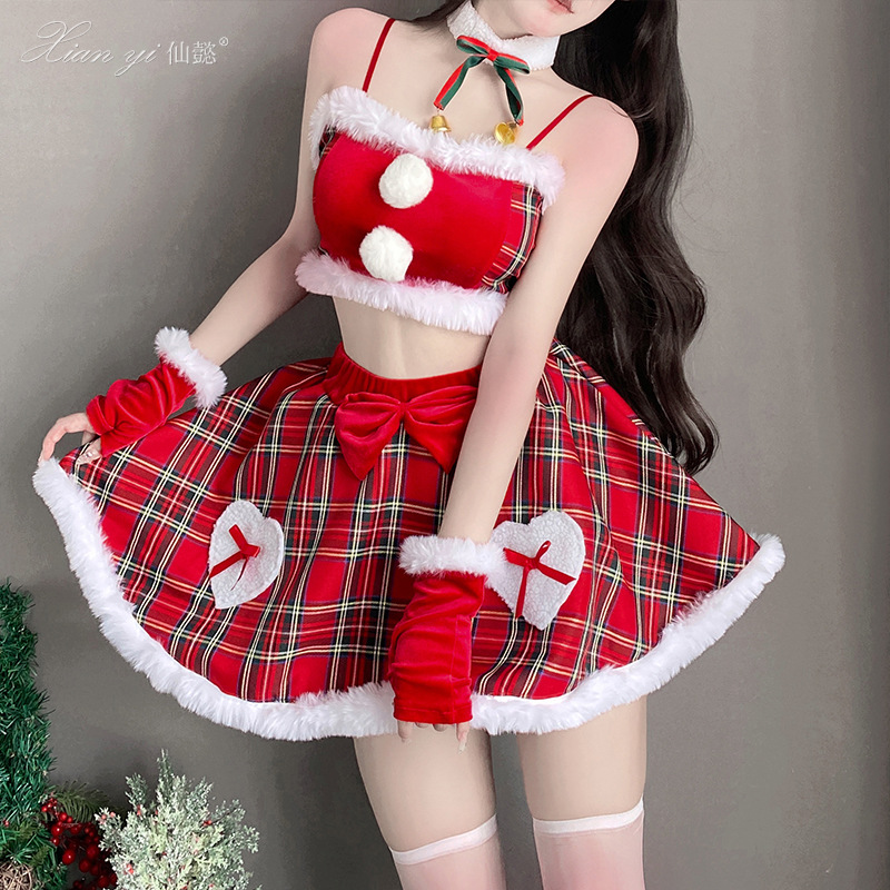 Xianqi grupo de mujeres japonesas y coreanas ropa de rendimiento de Año Nuevo puro deseo sexy traje de dos piezas fiesta ancla sexy ropa femenina S29 image 5