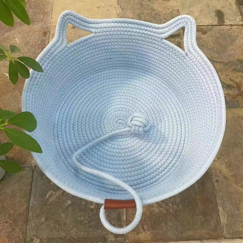 공이 달린 면 고양이 귀 (벌거 벗은 둥지) 마카 블루