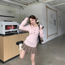 实拍 2025年秋冬古早兔耳毛衣奈奈风早秋学院风套头收腰针织衫女
