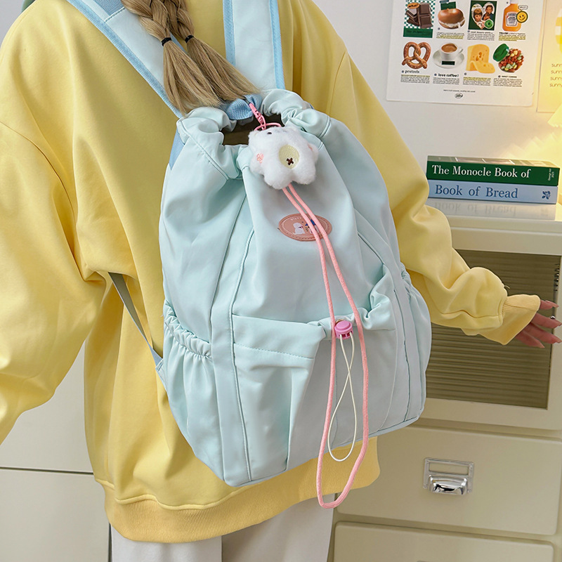 ニッチインズフレッシュソリッドカラーバックパックかわいい女子学生大容量キャンパスクラスバックパックシンプルカジュアルバッグ|undefined